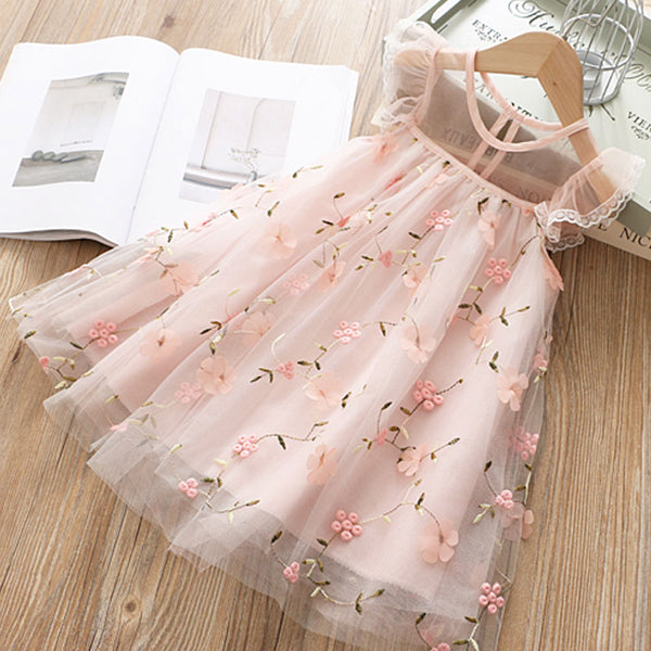 Baby Pink Embroidered Mini Dress