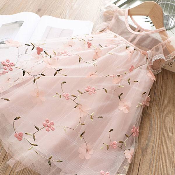 Baby Pink Embroidered Mini Dress