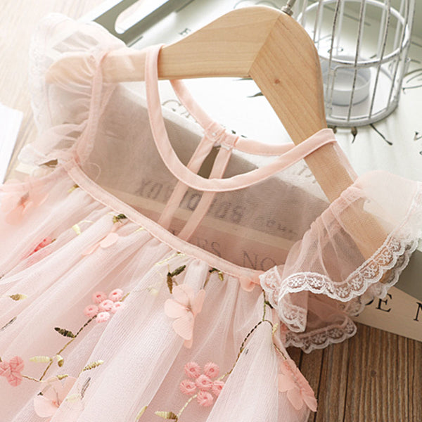 Baby Pink Embroidered Mini Dress