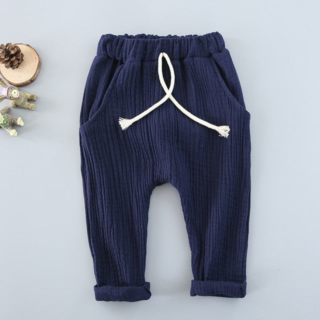 Solid linen soft children pants