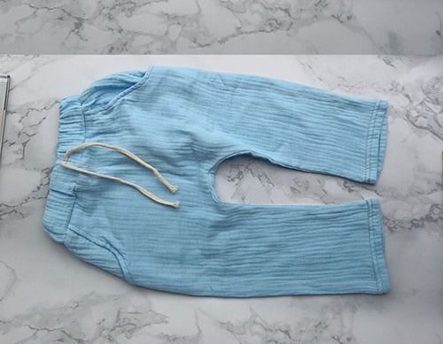 Solid linen soft children pants