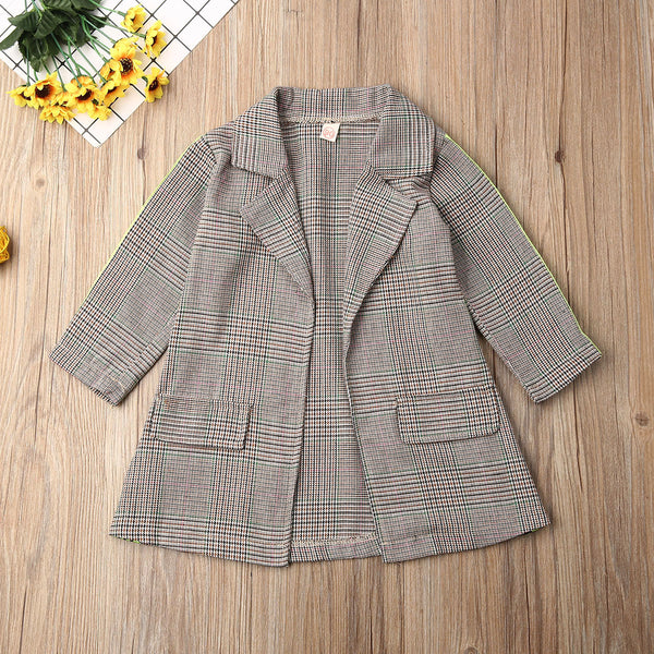 Belted Plaid Print Coat Jacket