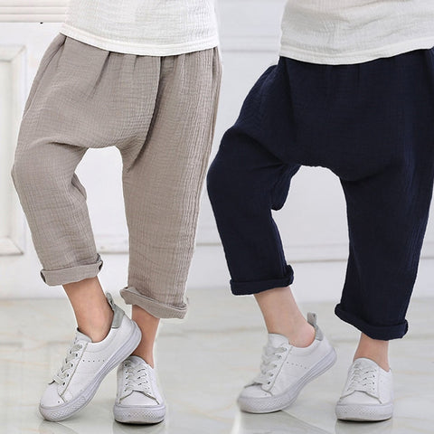 Solid Linen Pleated Trousers Pants