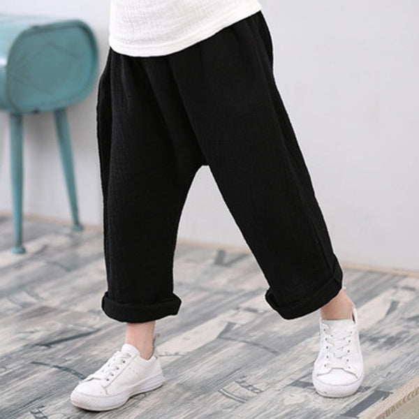 Solid Linen Pleated Trousers Pants