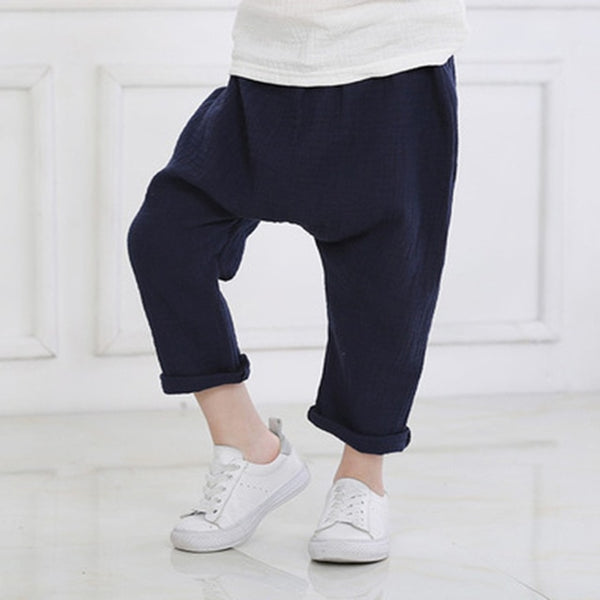 Solid Linen Pleated Trousers Pants