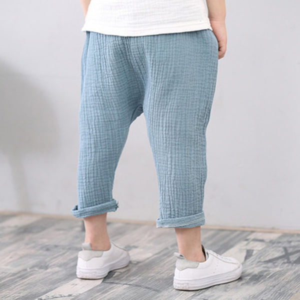 Solid Linen Pleated Trousers Pants