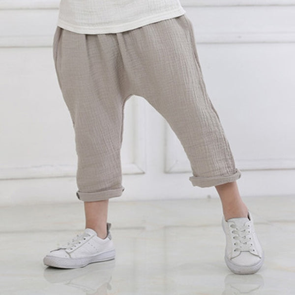 Solid Linen Pleated Trousers Pants