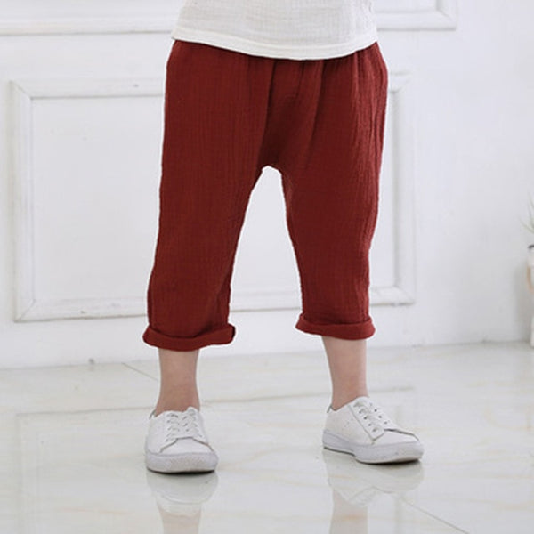 Solid Linen Pleated Trousers Pants