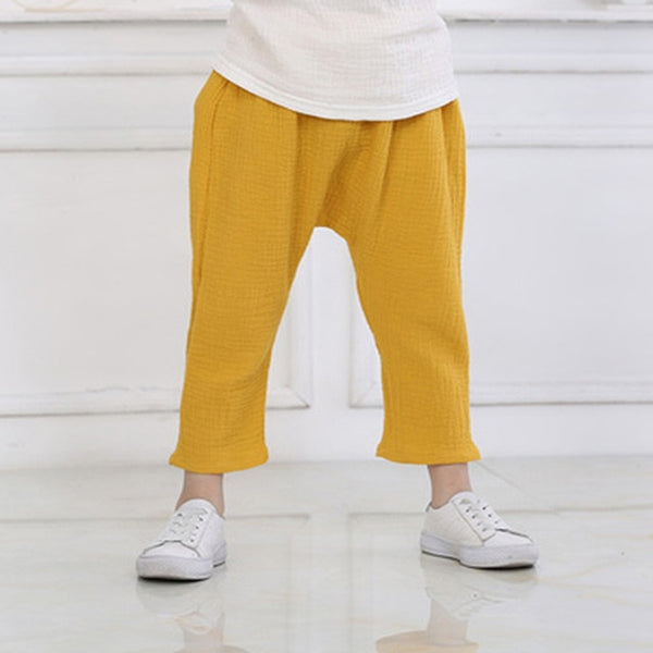 Solid Linen Pleated Trousers Pants