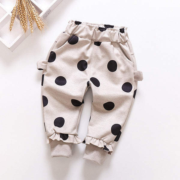 Casual long polka dot cotton pants