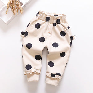 Casual long polka dot cotton pants