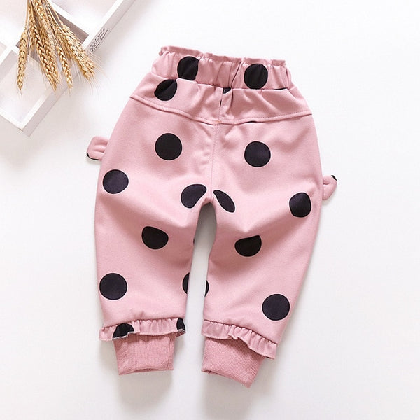 Casual long polka dot cotton pants