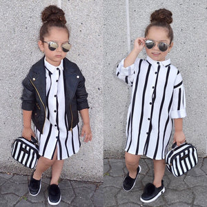 Black and White Striped Button Down Summer Dress