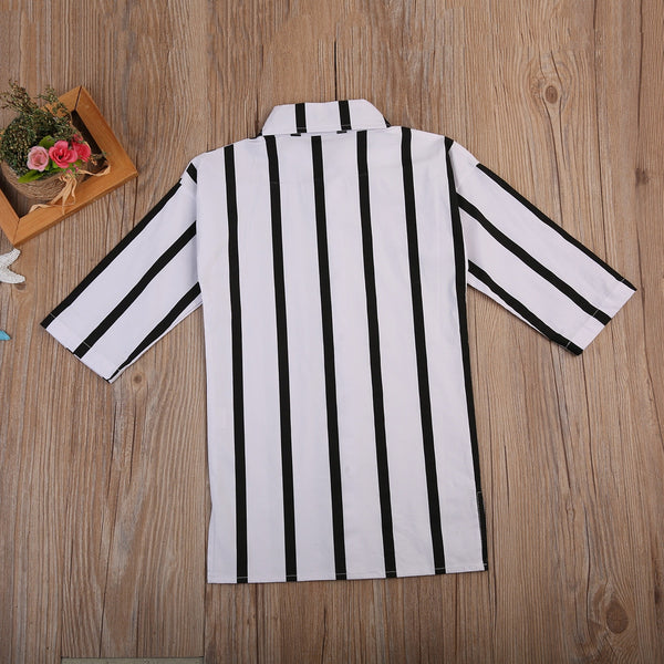 Black and White Striped Button Down Summer Dress